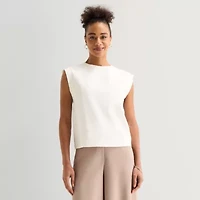 Worthington Womens Crew Neck Sleeveless Blouse