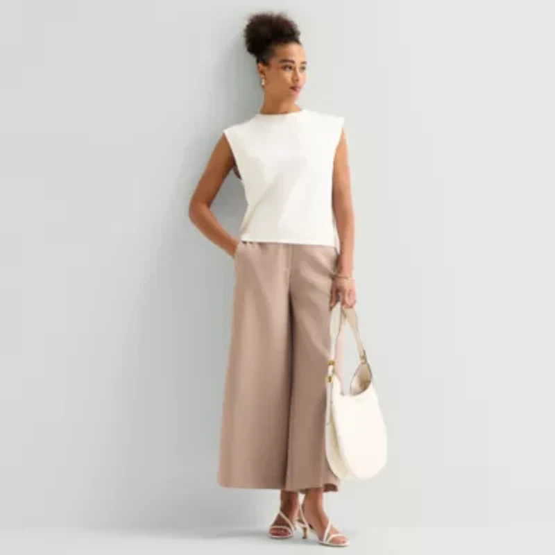 Worthington Womens Crew Neck Sleeveless Blouse