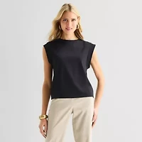 Worthington Womens Crew Neck Short Sleeve Blouse