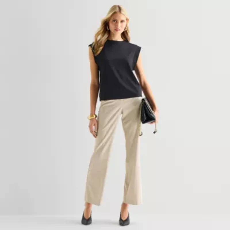 Worthington Womens Crew Neck Short Sleeve Blouse