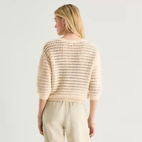 a.n.a Womens Henley Neck 3/4 Sleeve Pullover Sweater