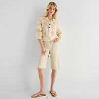 a.n.a Womens Henley Neck 3/4 Sleeve Pullover Sweater