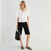 a.n.a Womens Y Neck Short Sleeve Blouse