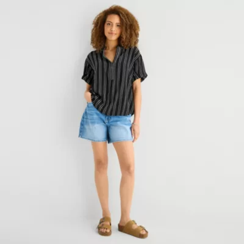 a.n.a Womens Short Sleeve Blouse