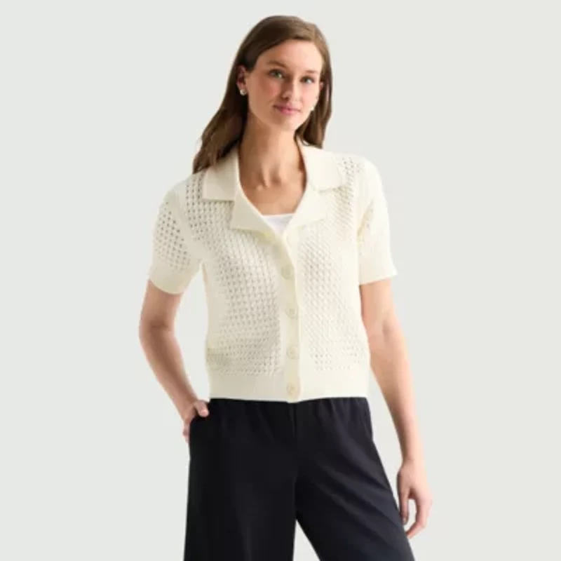 Stylus Womens Short Sleeve Polo Sweater