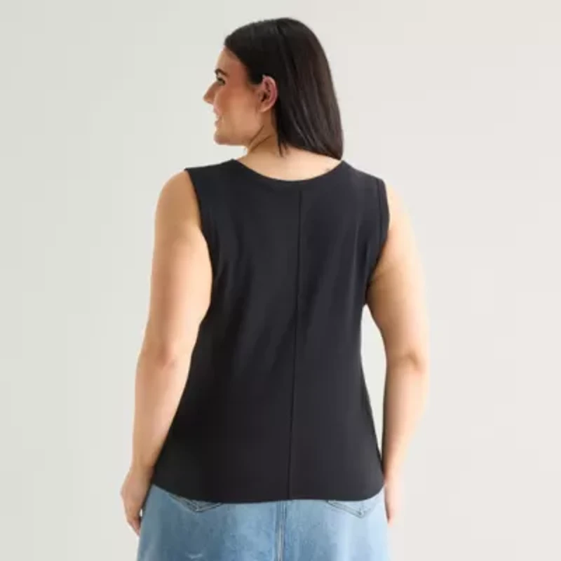 a.n.a Womens Plus V Neck Sleeveless Tank Top