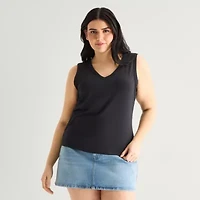 a.n.a Womens Plus V Neck Sleeveless Tank Top