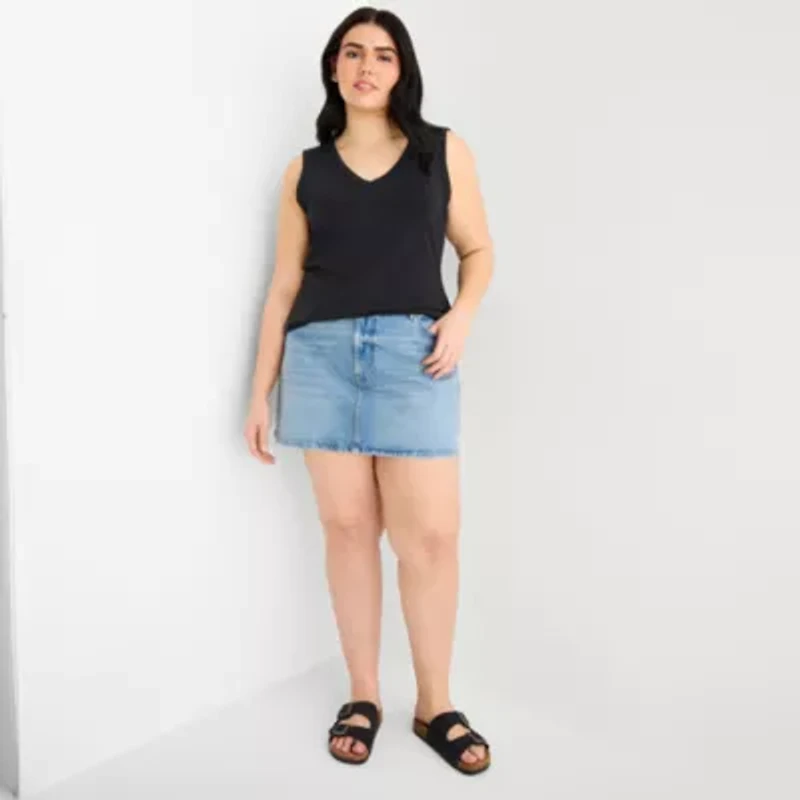 a.n.a Womens Plus V Neck Sleeveless Tank Top