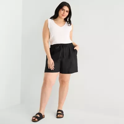 a.n.a Womens High Rise Plus Pull-On Short