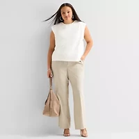 Worthington Womens Plus Crew Neck Blouse