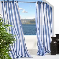 Escape Stripe Grommet Top Energy Saving Light-Filtering Single Outdoor Curtain Panel