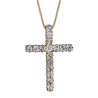Womens 1/4 CT. T.W. Natural White Diamond 10K White, Yellow, or Rose Gold Cross Pendant Necklace
