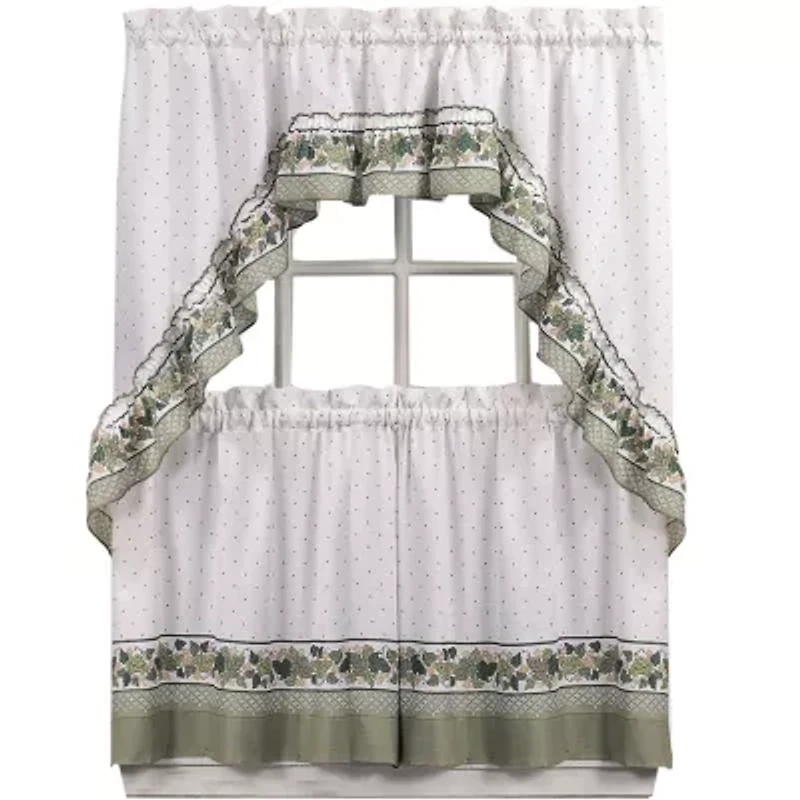 CHF Cottage 3-pc. Rod Pocket Kitchen Curtains & Drapes Window Set