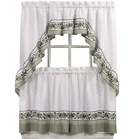 CHF Cottage 3-pc. Rod Pocket Kitchen Curtains & Drapes Window Set