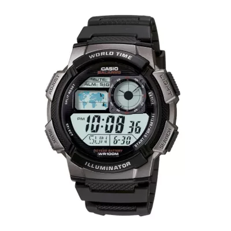 Casio® Illuminator Mens Black/Gray Bezel Digital Sport Watch AE1000W-1BV