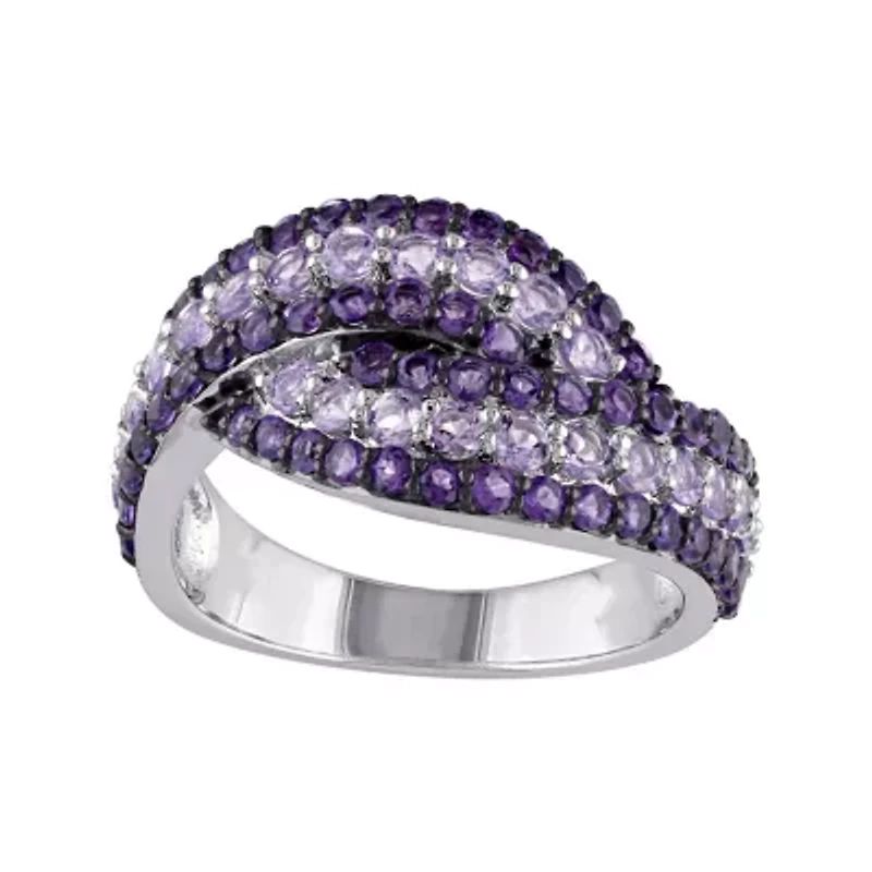 Genuine Amethyst and Rose de France Sterling Silver Ring