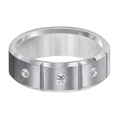 Limited Quantities! Mens 1/10 CT. T.W. White Diamond Ceramic Tungsten Band