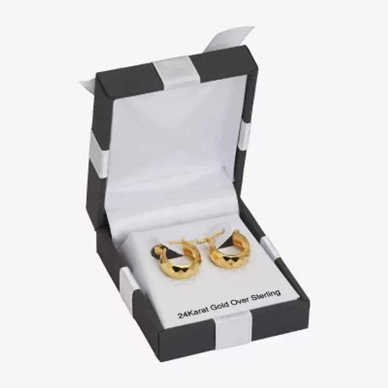 Womens 24K Gold Over Silver 18mm Hoop Earrings