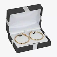 Womens 24K Gold Over Silver 31mm Hoop Earrings