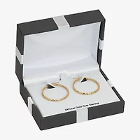 Womens 24K Gold Over Silver 31mm Hoop Earrings