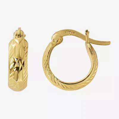 Womens 24K Gold Over Silver 10mm Hoop Earrings