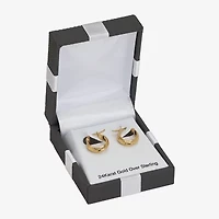 Womens 24K Gold Over Silver 10mm Hoop Earrings