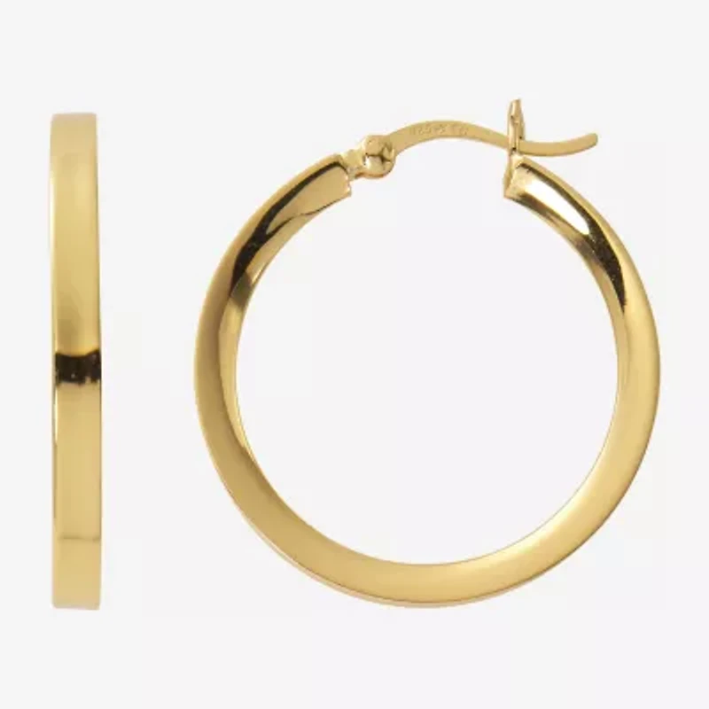 Womens 24K Gold Over Silver 30mm Hoop Earrings
