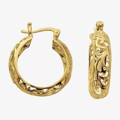 Womens 24K Gold Over Silver 23mm Hoop Earrings