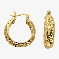 Womens 24K Gold Over Silver 23mm Hoop Earrings