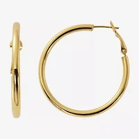 Womens 24K Gold Over Silver 40mm Hoop Earrings