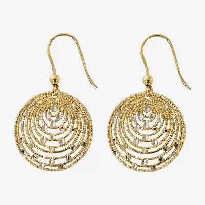 Made in Italy Womens 24K Gold Over Silver Drop Earrings