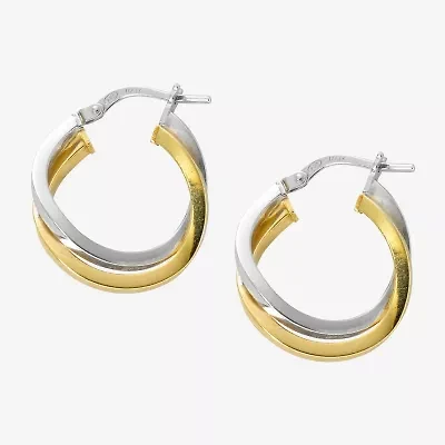 Womens 24K Gold Over Silver 18mm Hoop Earrings