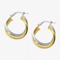 Womens 24K Gold Over Silver 18mm Hoop Earrings