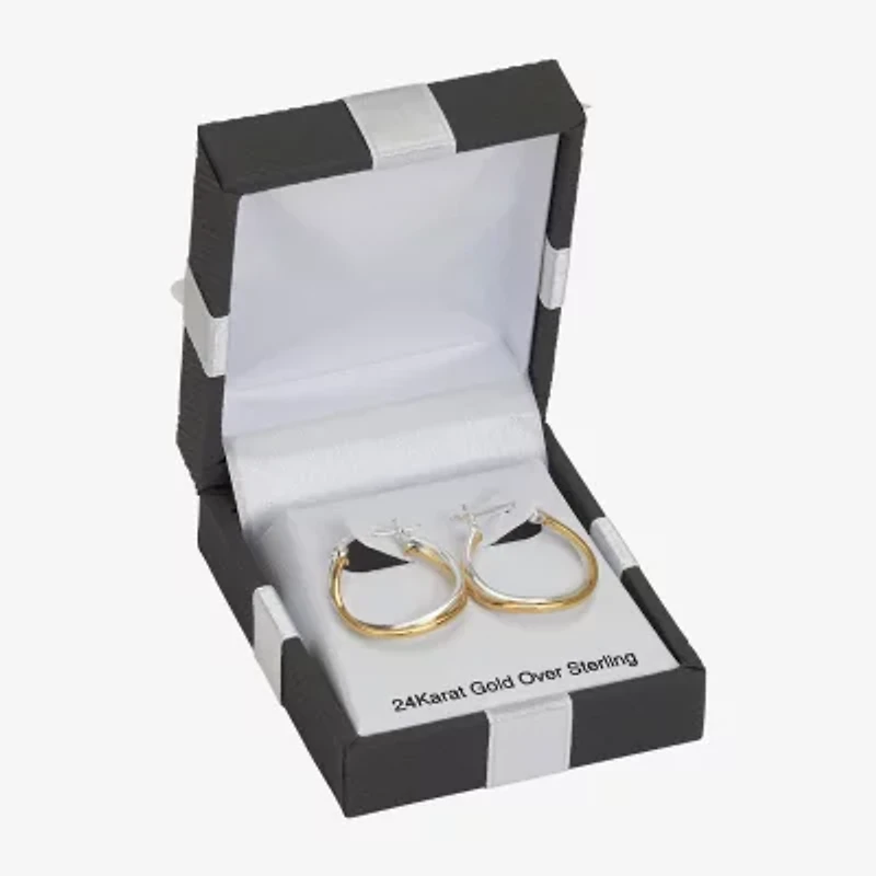 Womens 24K Gold Over Silver 18mm Hoop Earrings