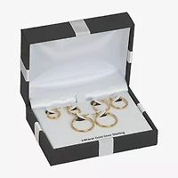 Womens 24K Gold Over Silver 3 Pair Earring Set