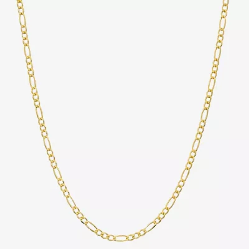 Made in Italy Unisex Adult 24K Gold Over Silver 18 Inch Figaro Chain Necklace