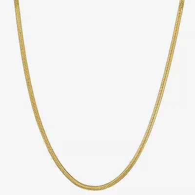 Made in Italy Womens 24K Gold Over Silver Inch Herringbone Chain Necklace