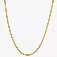 Made in Italy Womens 24K Gold Over Silver 18 Inch Herringbone Chain Necklace
