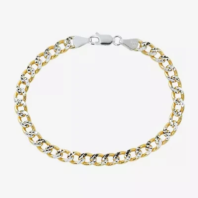 Made in Italy Unisex Adult 24K Gold Over Silver 7.5 Inch Semisolid Curb Chain Bracelet