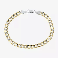 Made in Italy Unisex Adult 24K Gold Over Silver 7.5 Inch Semisolid Curb Chain Bracelet