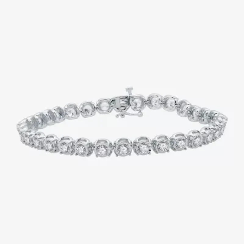 H-I / I1) Womens CT. T.W. Lab Grown White Diamond 10K White Gold 7. Inch Tennis Bracelet