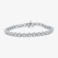 H-I / I1) Womens CT. T.W. Lab Grown White Diamond 10K White Gold 7. Inch Tennis Bracelet