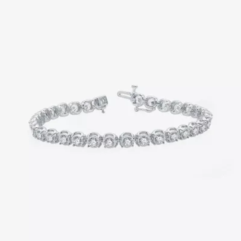 H-I / I1) Womens CT. T.W. Lab Grown White Diamond 10K White Gold 7. Inch Tennis Bracelet