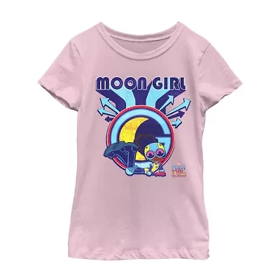Little & Big Kid Girls Crew Neck Short Sleeve Regular Fit Marvel Moon Girl Graphic T-Shirt
