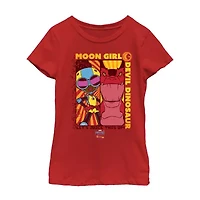 Little & Big Kid Girls Crew Neck Short Sleeve Regular Fit Marvel Moon Girl Graphic T-Shirt