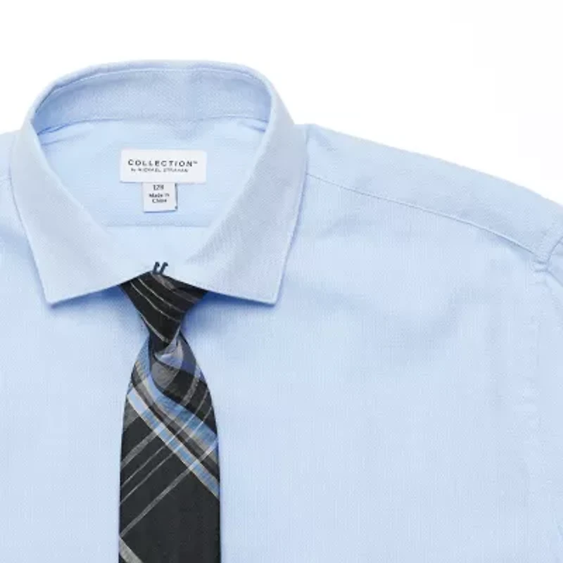 Collection By Michael Strahan Big Kid Boys Long Sleeve Spread Collar Shirt + Tie Set