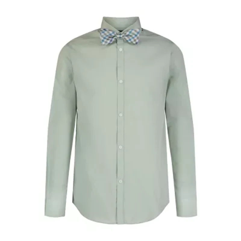 Van Heusen Boys Long Sleeve Point Collar Shirt + Tie Set