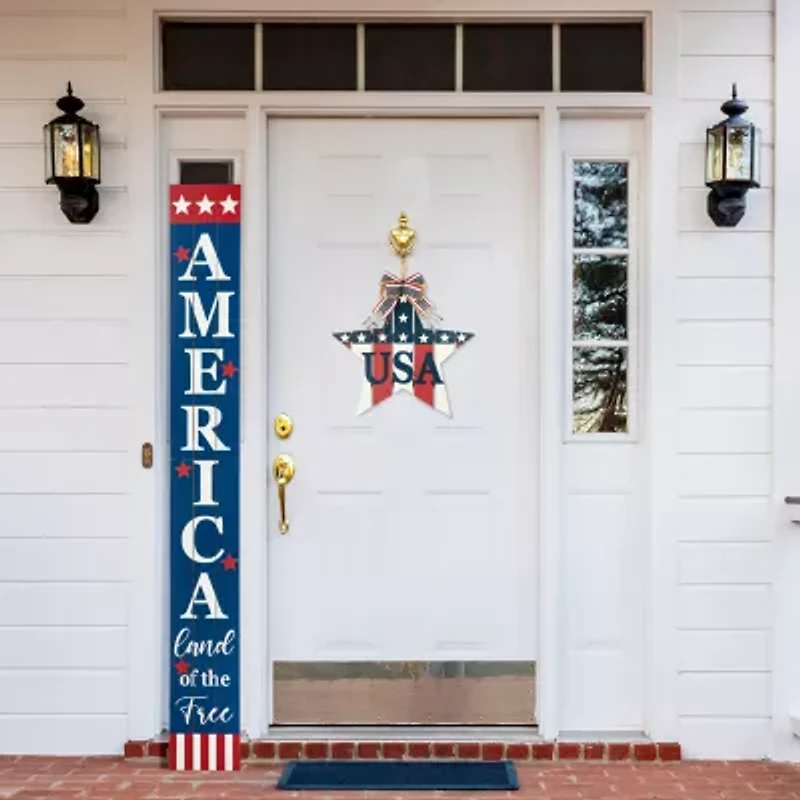 Glitzhome 60"H Wooden Patriotic Porch Sign