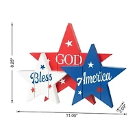 Glitzhome 11"D Wooden Patriotic Stars Tabletop Decor
