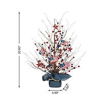Glitzhome 20" Patriotic Berry Tree Tabletop Decor